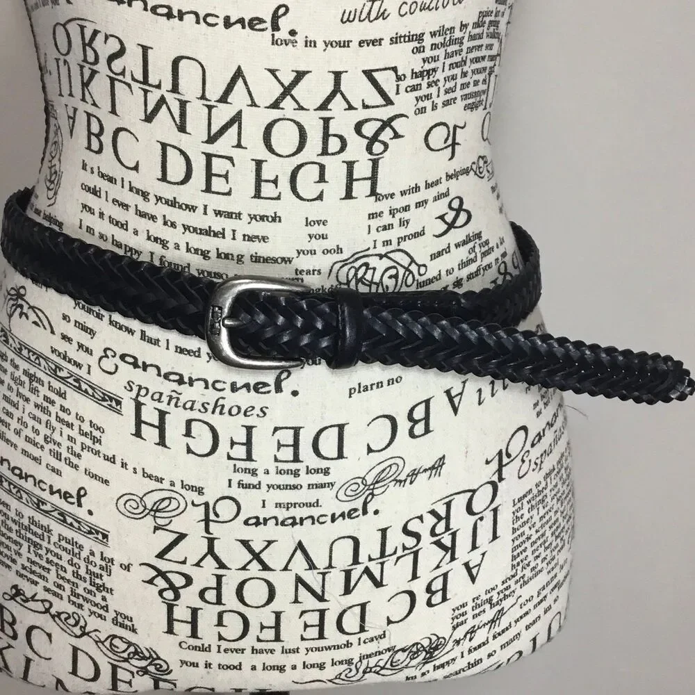 Levis' bonded leather plaited belt silver tone buckle western Cowgirl 37